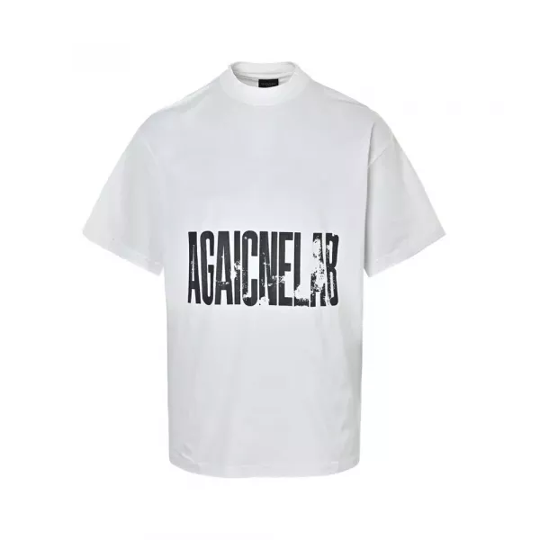 발렌시아가 가슴 중앙 레터링 프린트 반팔 상의