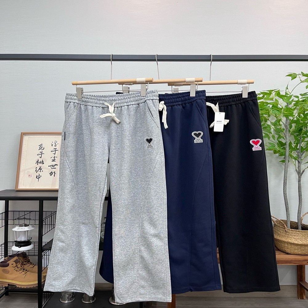 아미 자수 스트레이트 밴딩 팬츠