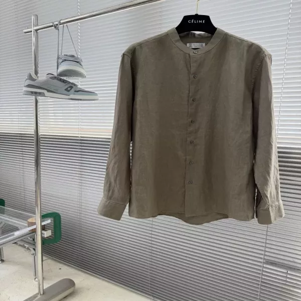 브루넬로쿠치넬리 이탈리안 스탠드칼라 린넨 셔츠