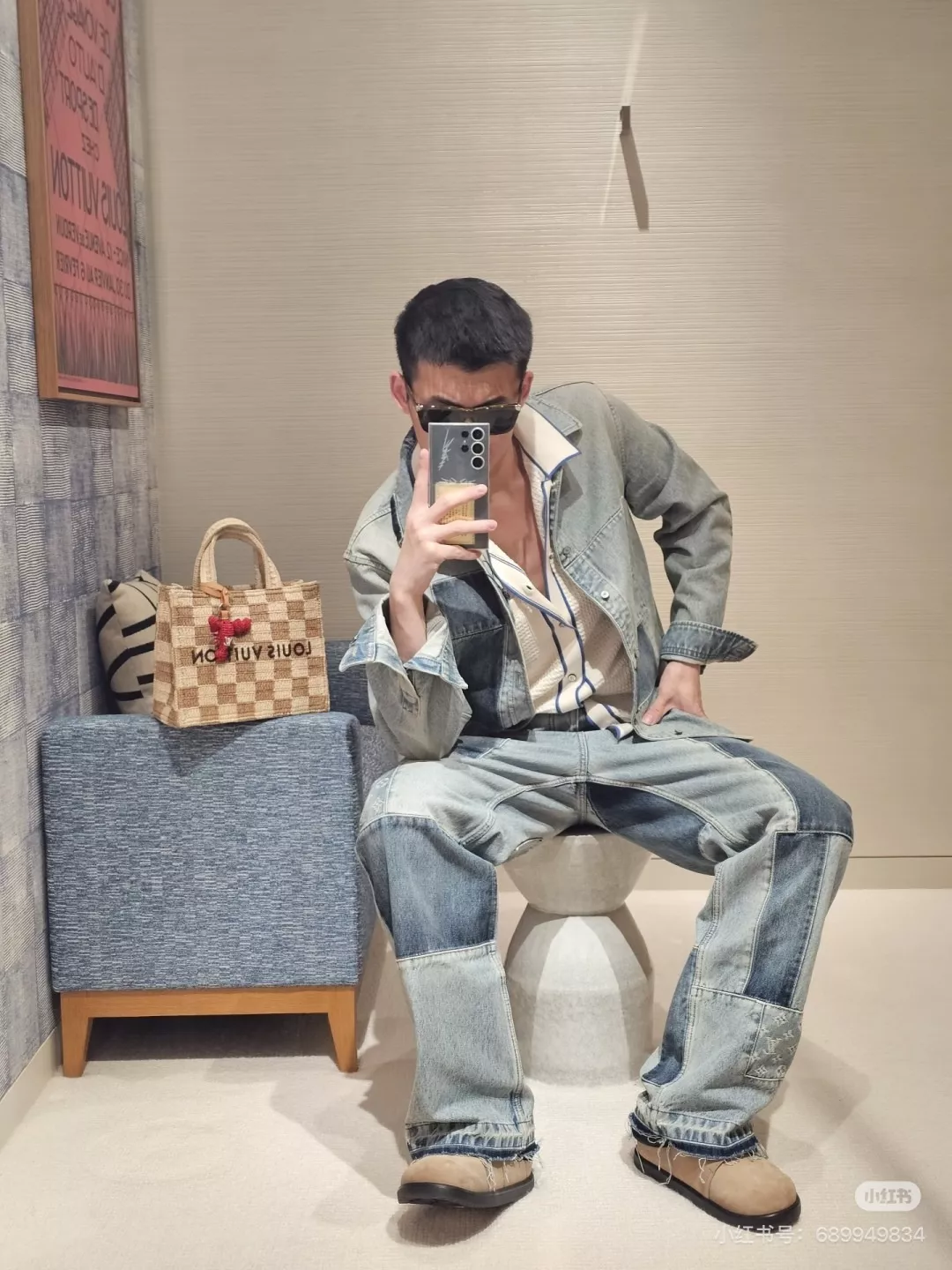 루이비통 모노그램 포켓 배색 데님 셔츠와 팬츠 세트 상세 이미지 23