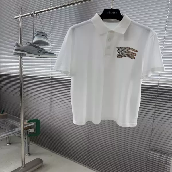 버버리 체크 포인트 자수 피케 폴로탑