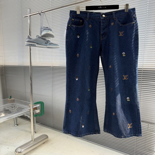 루이비통 자수 포인트 와이드 데님 바지