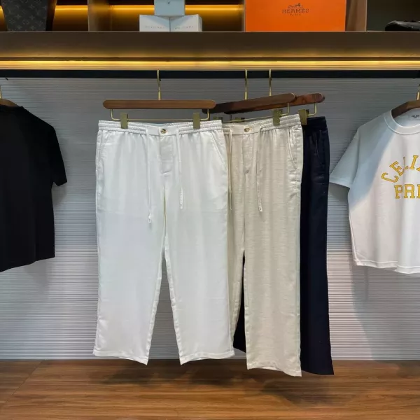 제냐 텐셀 린넨 혼방 헤링본 드로스트링 팬츠