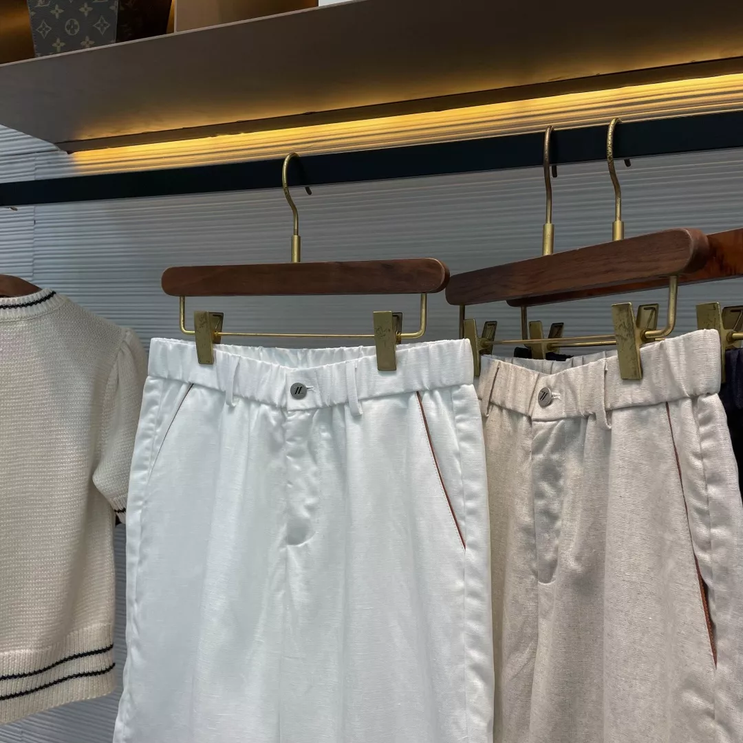 제냐 클래식 자수 포인트 린넨 혼방 반바지 상세 이미지 3