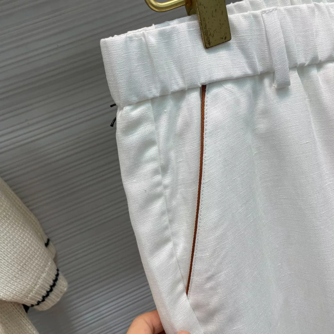 제냐 클래식 자수 포인트 린넨 혼방 반바지 상세 이미지 4