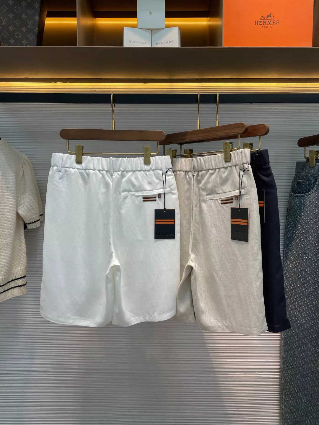 제냐 클래식 자수 포인트 린넨 혼방 반바지 상세 이미지 8