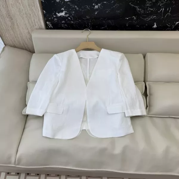 브루넬로쿠치넬리 린넨 원버튼 오간자 소매 재킷