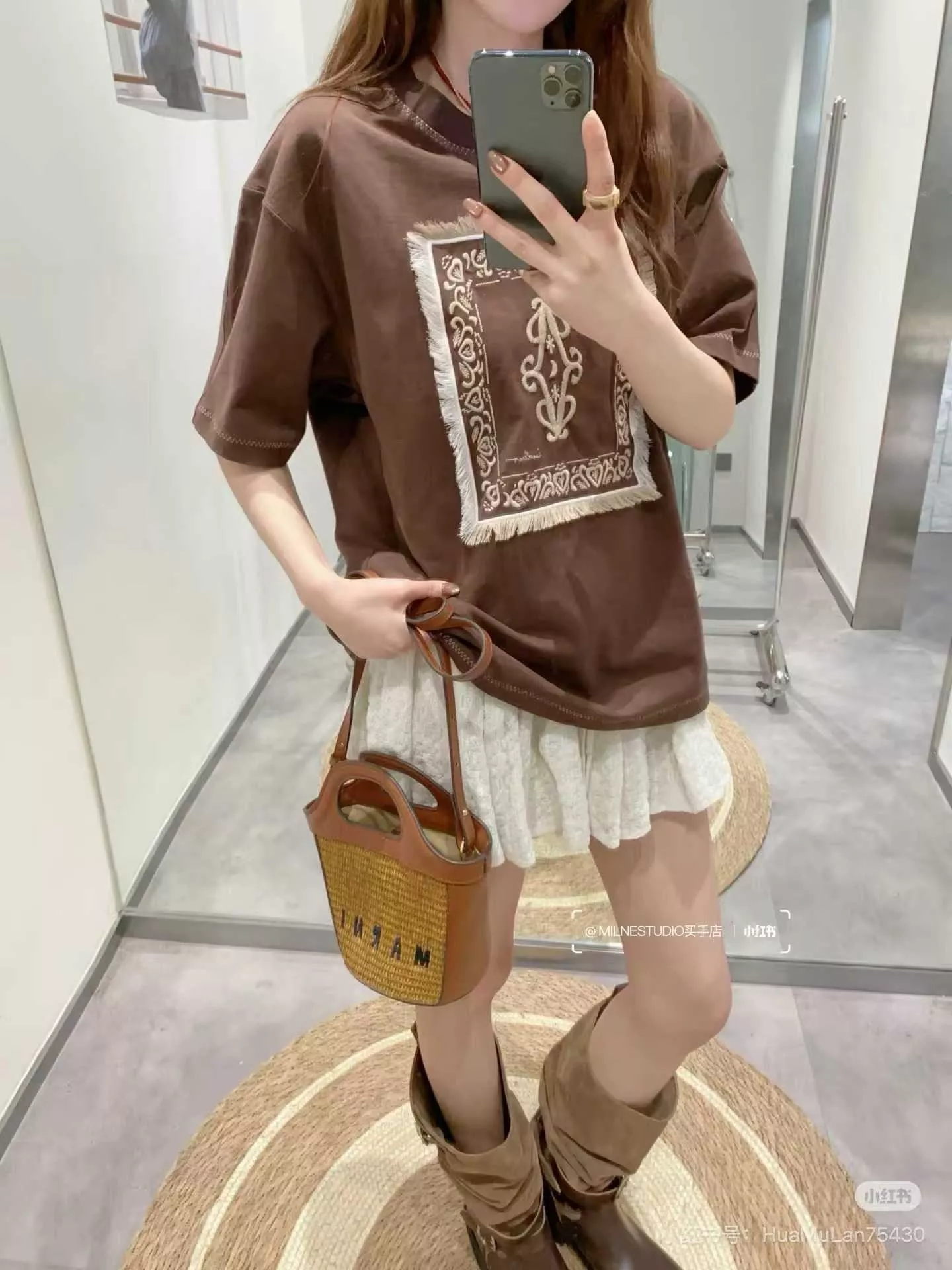 노브랜드 보헤미안 자수 프린지 코튼 탑 상세 이미지 28