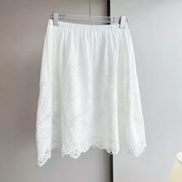 아이시클 레이스 밑단 코튼 플레어 스커트