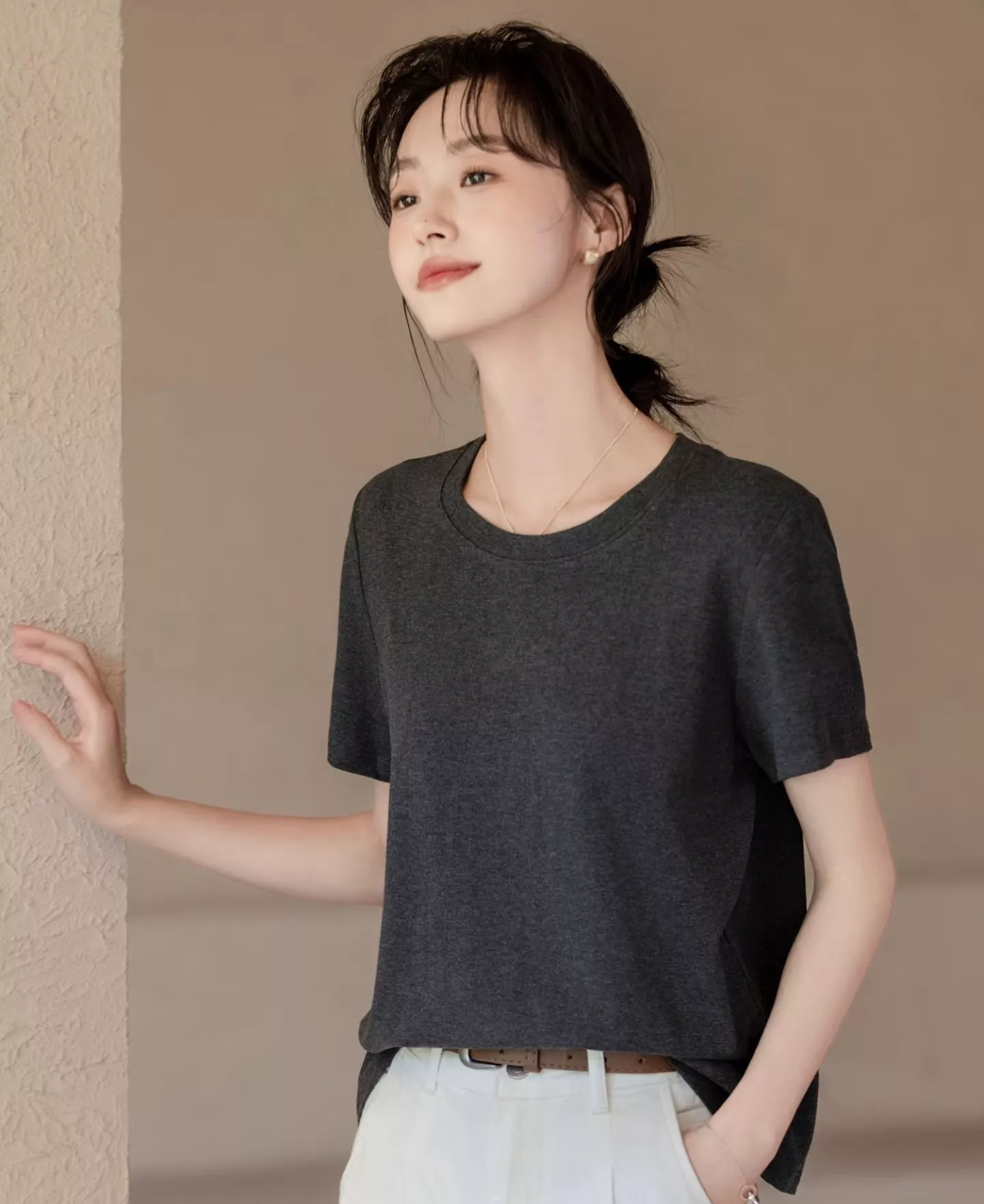 더로우 텐셀 울 블렌드 라운드넥 탑 상세 이미지 37