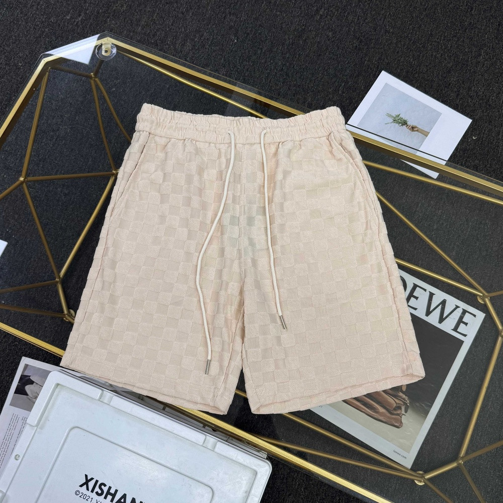 루이비통 체크 패턴 코튼 쇼트 팬츠