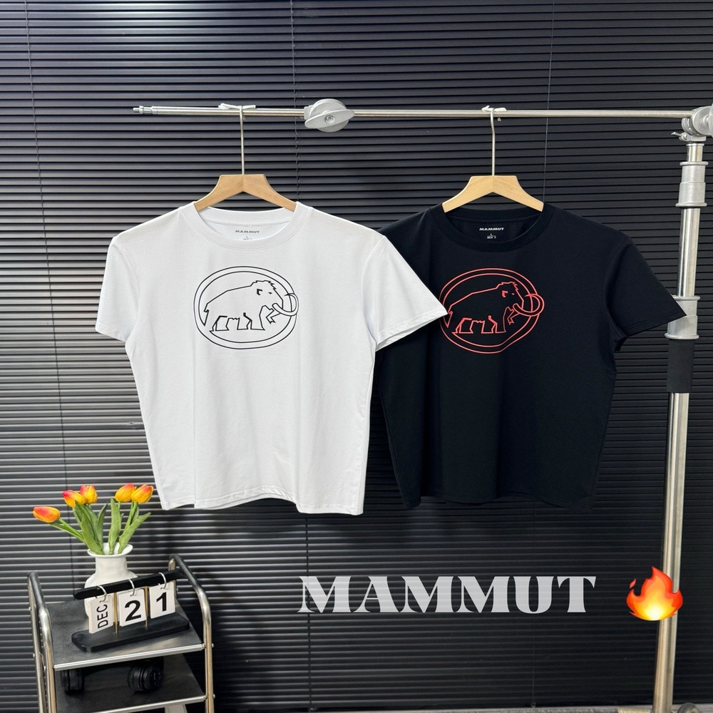마무트 라인 프린트 오버핏 반팔 탑