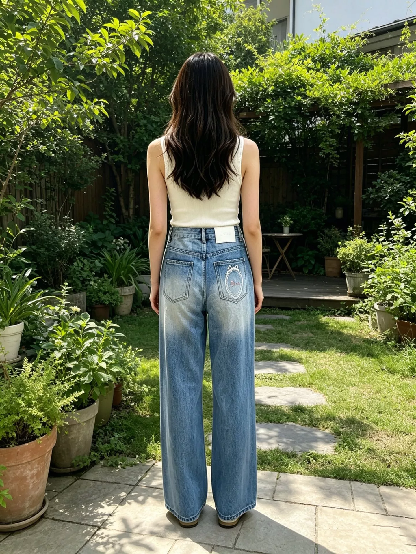 디올 자수 포인트 스트레이트 데님 팬츠 상세 이미지 19
