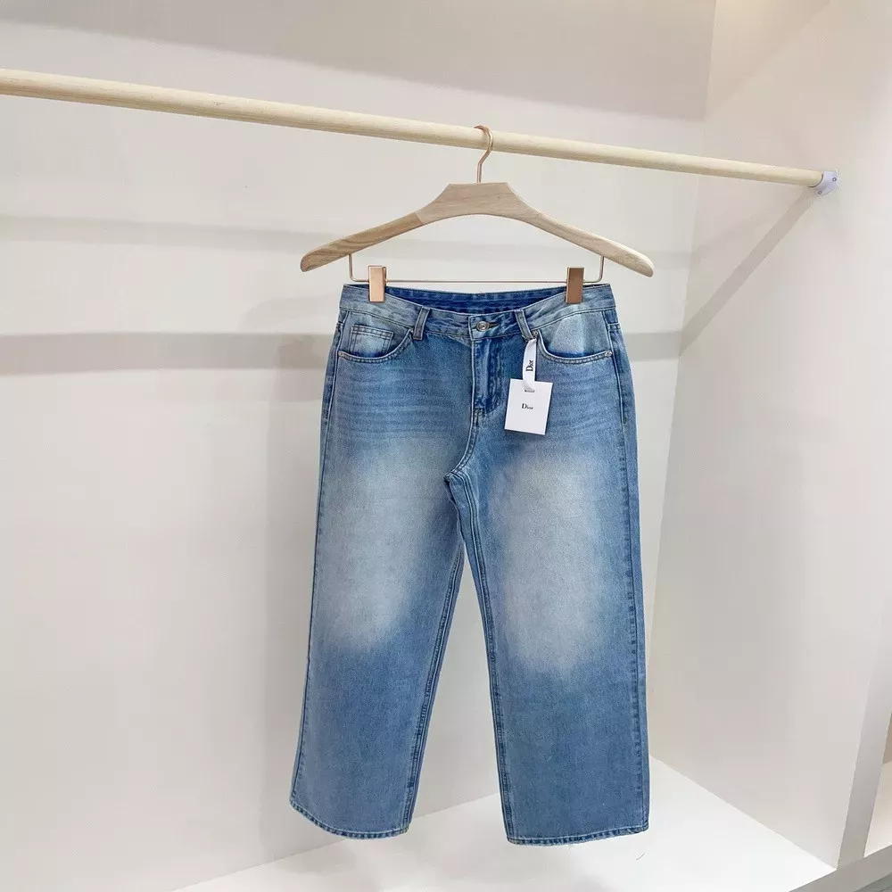 디올 자수 포인트 스트레이트 데님 팬츠