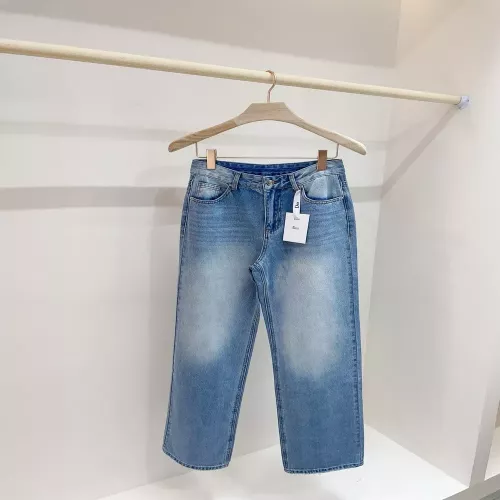 디올 자수 포인트 스트레이트 데님 팬츠