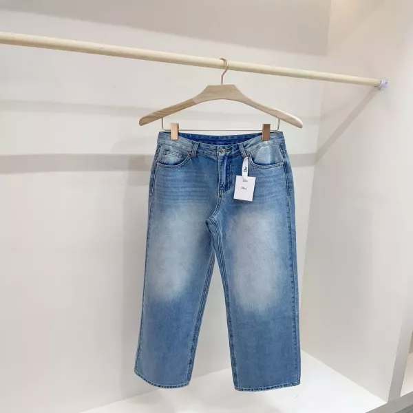디올 자수 포인트 스트레이트 데님 팬츠