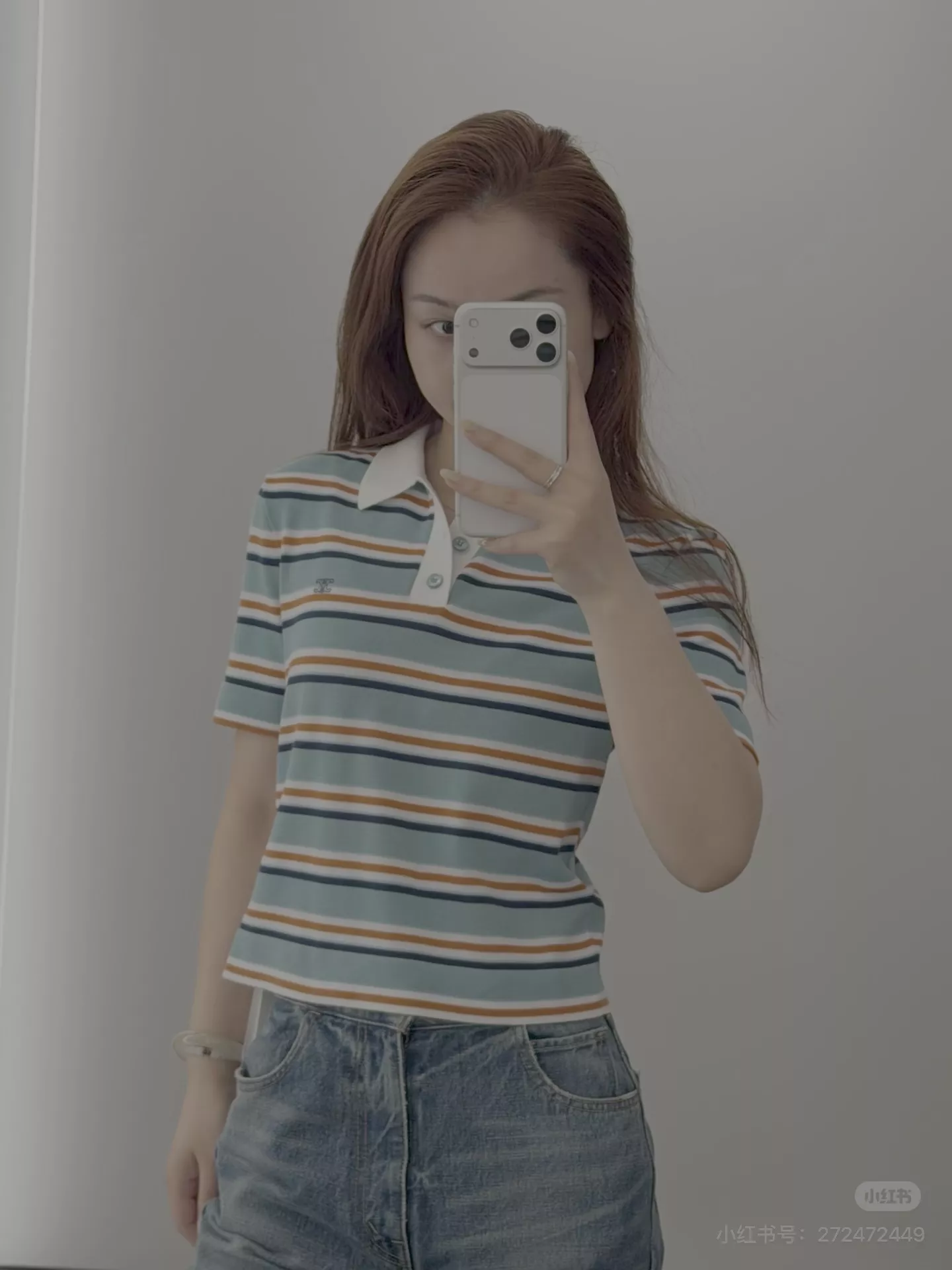 셀린느 스트라이프 카라 반팔 니트 탑 상세 이미지 43