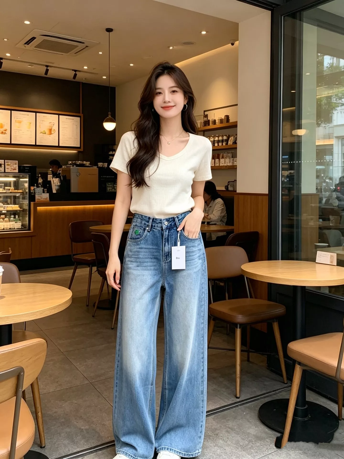 디올 네잎클로버 자수 스트레이트 데님 상세 이미지 16