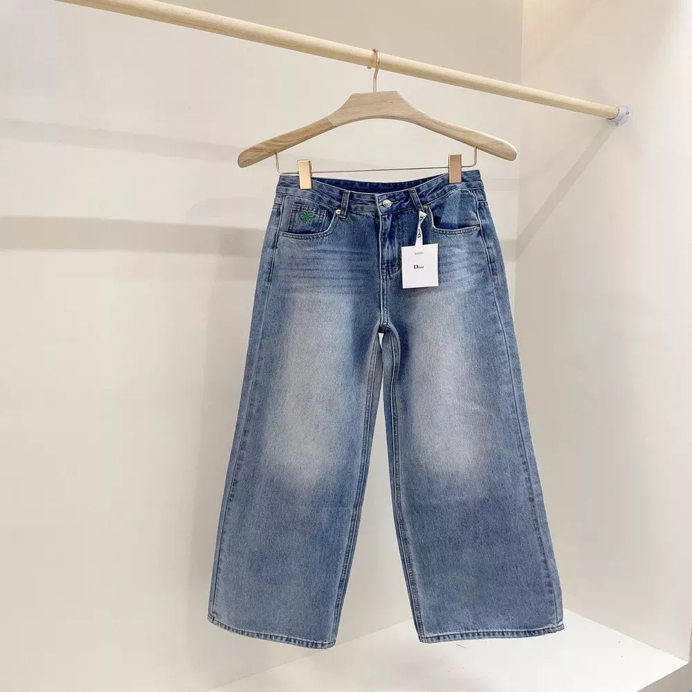 디올 네잎클로버 자수 스트레이트 데님