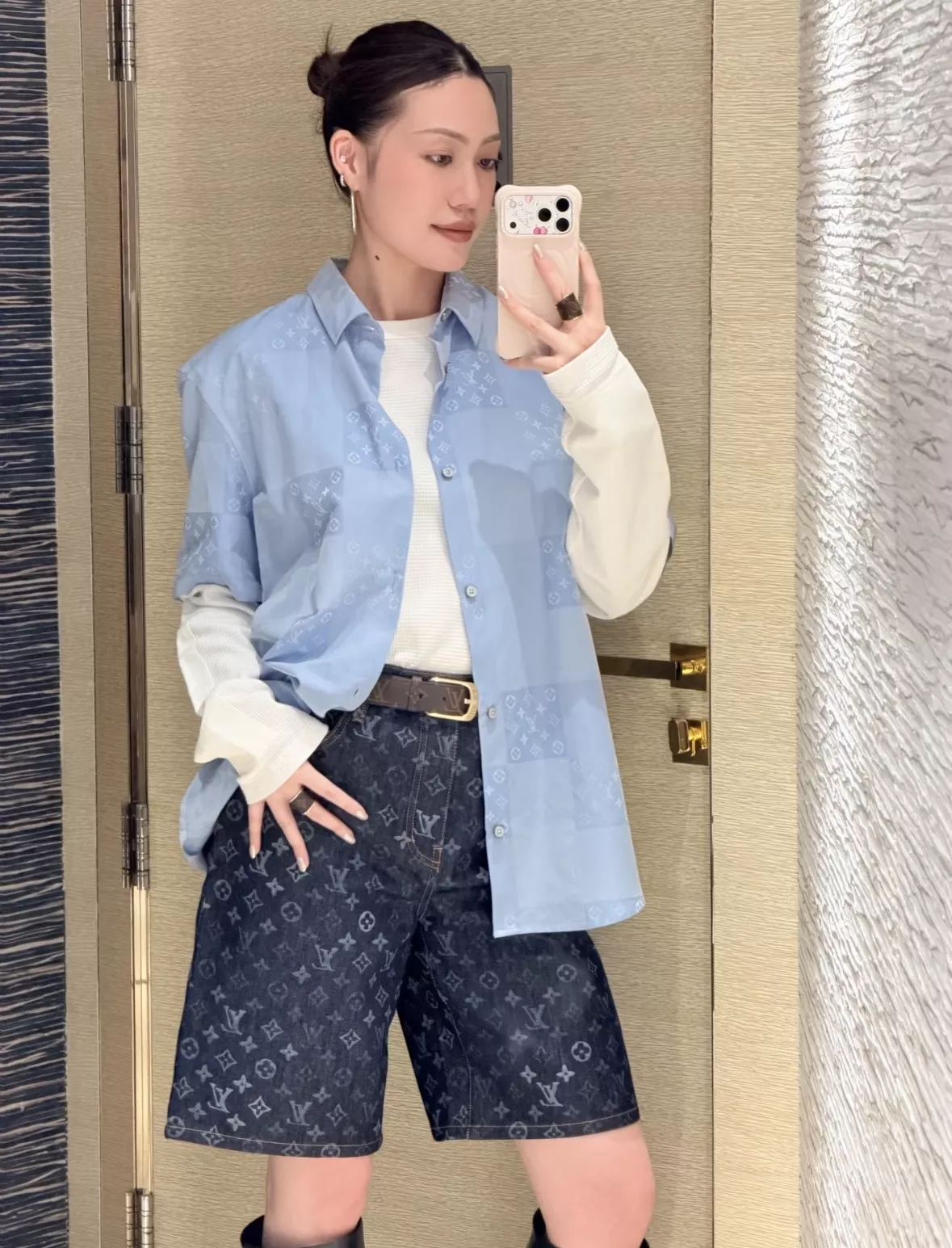 루이비통 블루 그라데이션 자카드 셔츠 상세 이미지 43