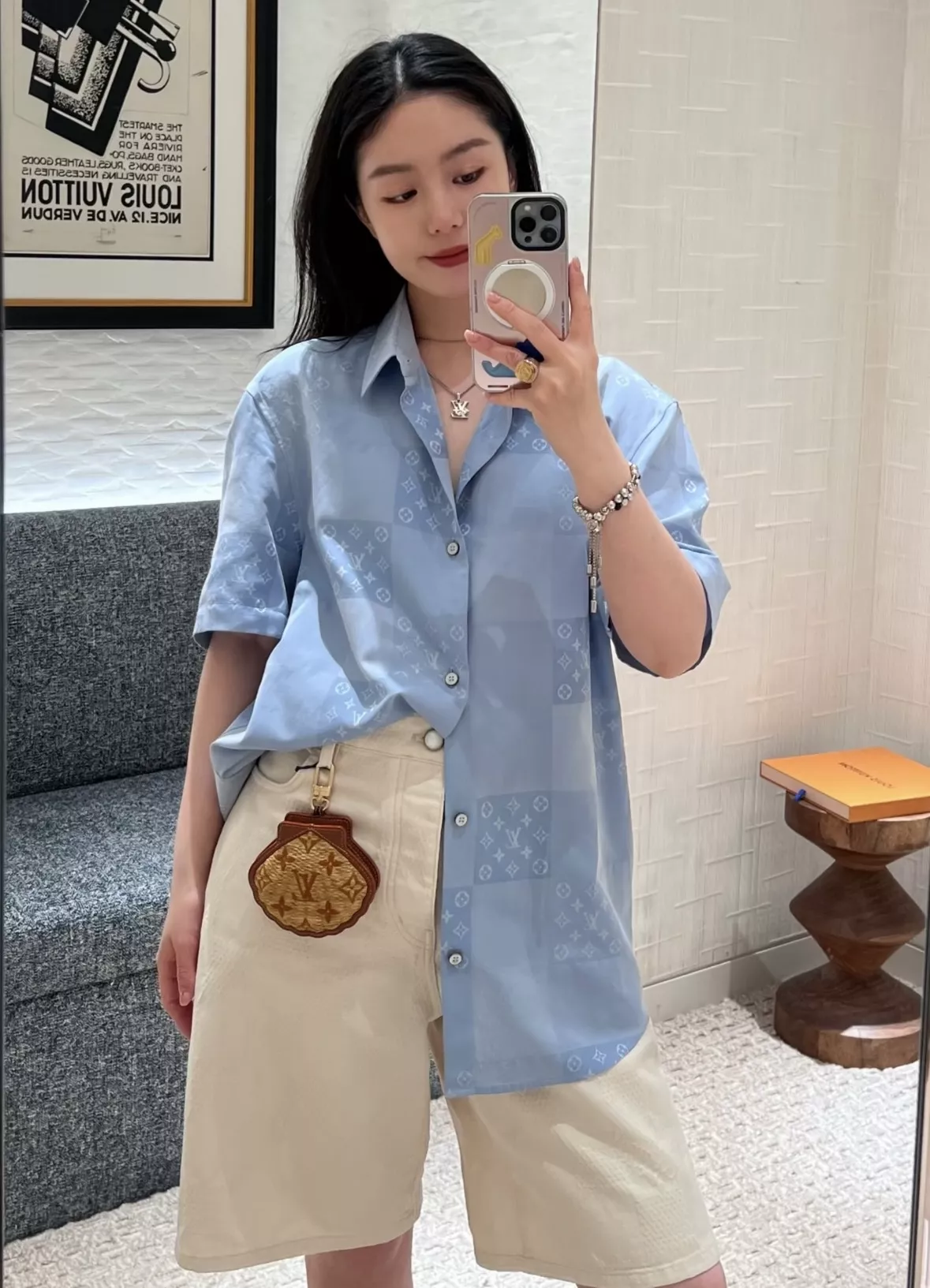 루이비통 블루 그라데이션 자카드 셔츠 상세 이미지 48