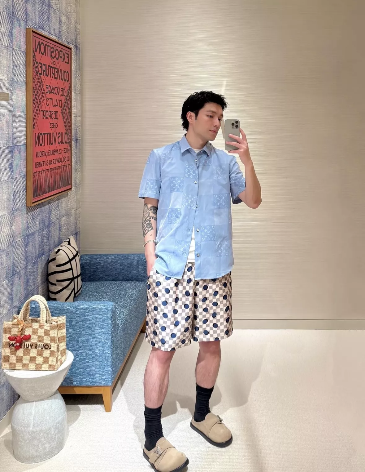 루이비통 블루 그라데이션 자카드 셔츠 상세 이미지 40
