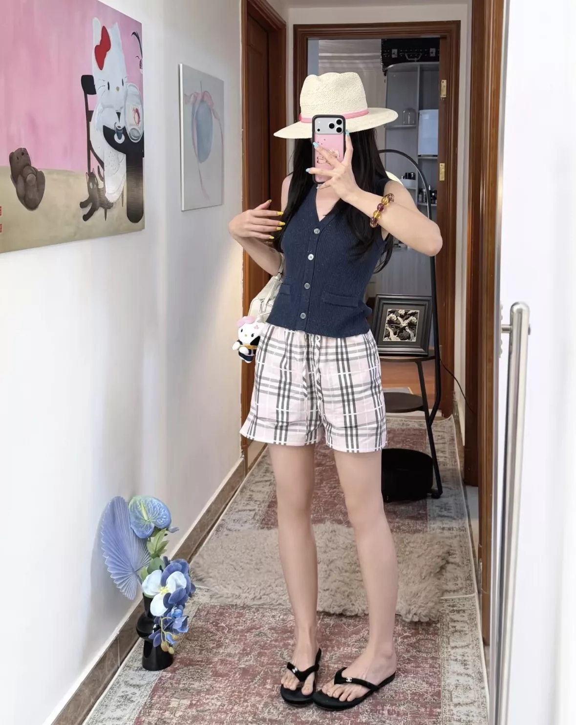 버버리 체리블라썸 핑크 체크 쇼츠 상세 이미지 49