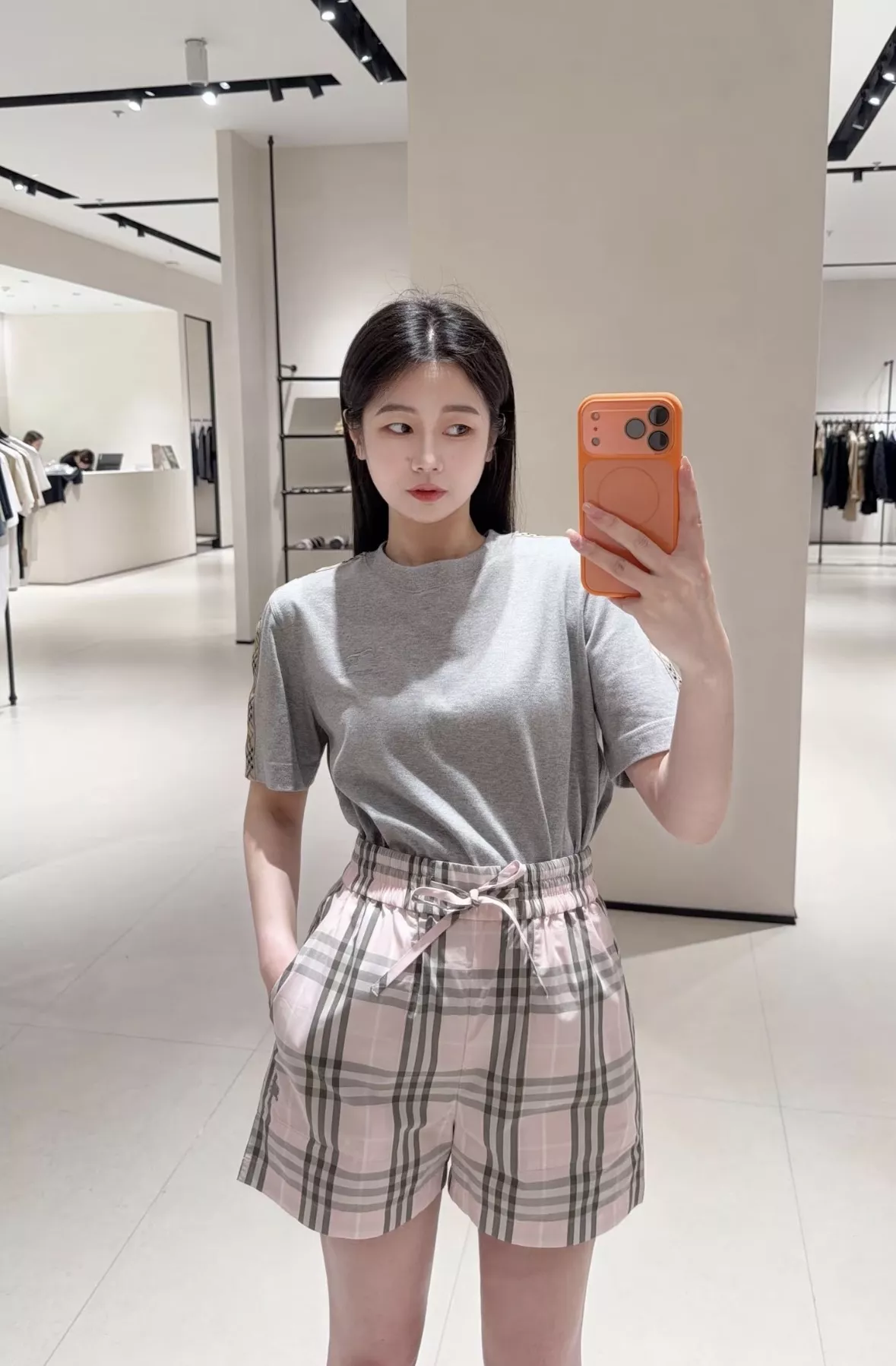 버버리 체리블라썸 핑크 체크 쇼츠 상세 이미지 64