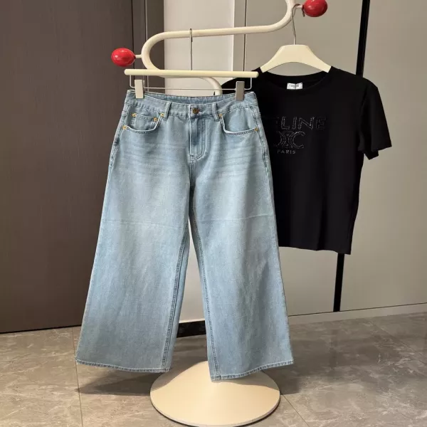 미우미우 자수 로고 스트레이트 워싱 진
