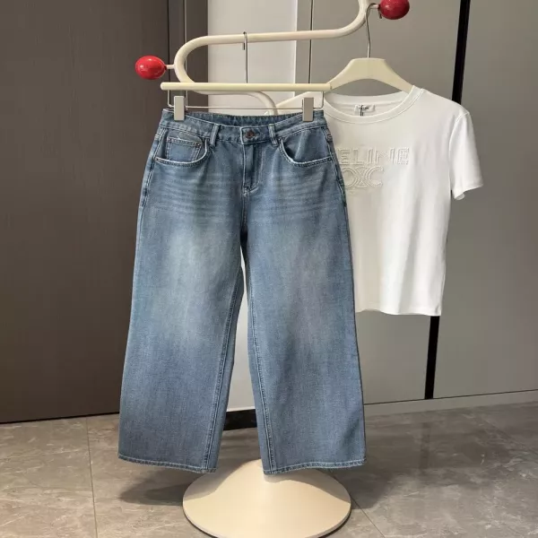 로에베 자수 로고 스트레이트 데님 팬츠