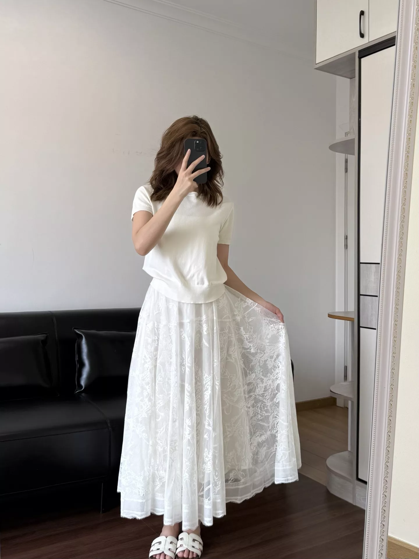 디올 레이스 코튼 롱 스커트 상세 이미지 34
