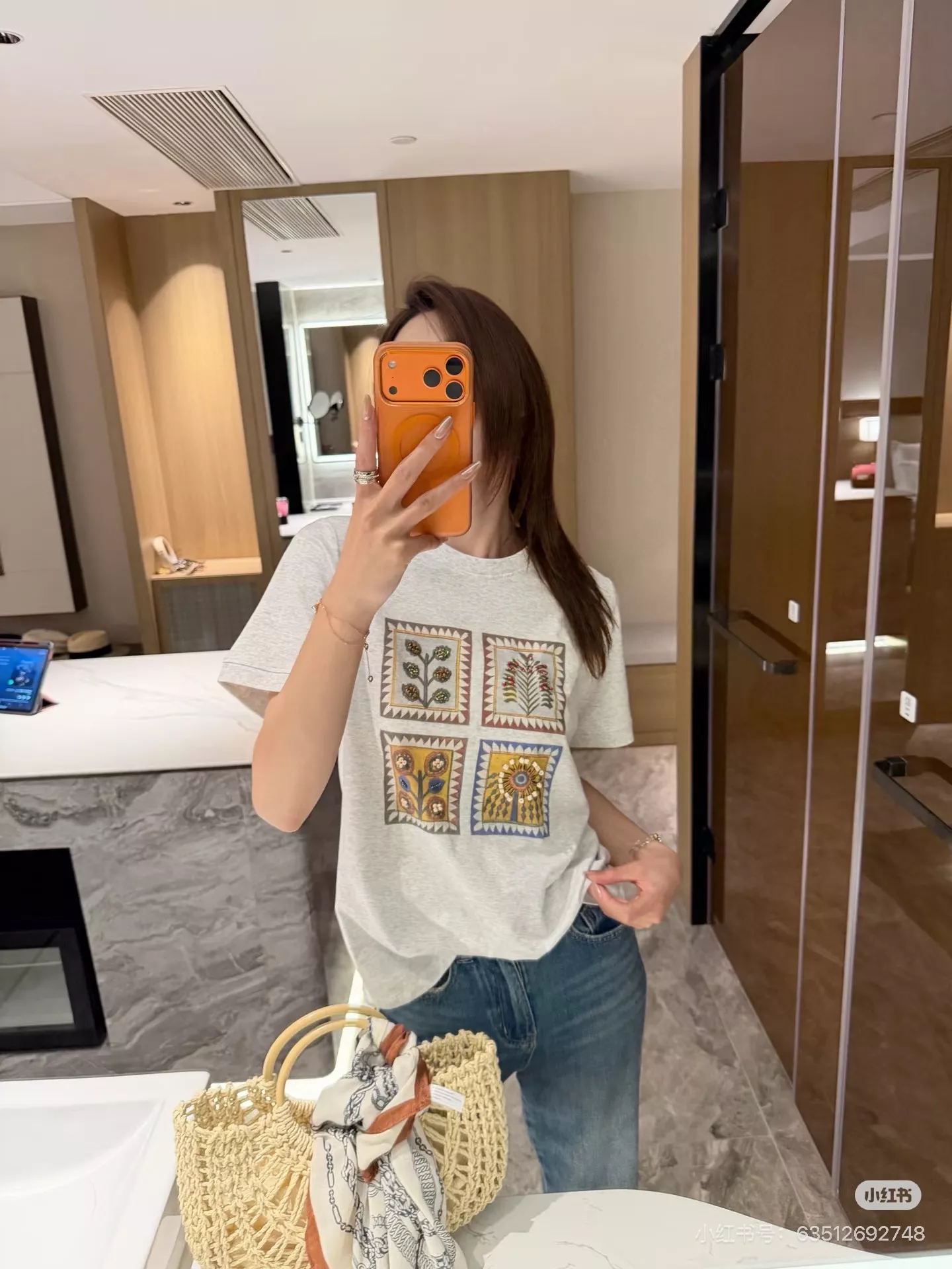 오브루이노 핸드메이드 비즈 프린팅 반팔 상의 상세 이미지 47