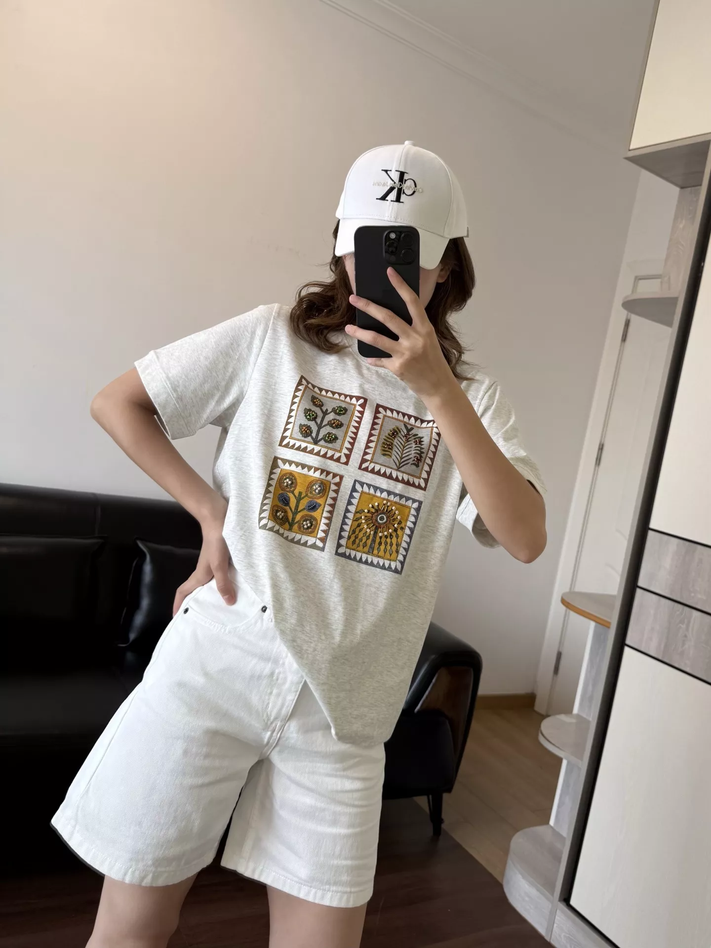 오브루이노 핸드메이드 비즈 프린팅 반팔 상의 상세 이미지 39