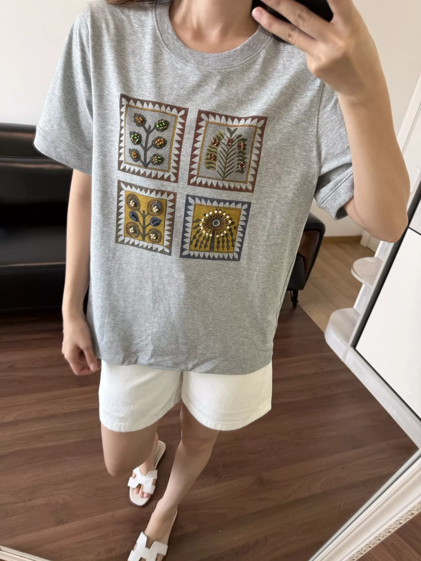 오브루이노 핸드메이드 비즈 프린팅 반팔 상의 상세 이미지 30