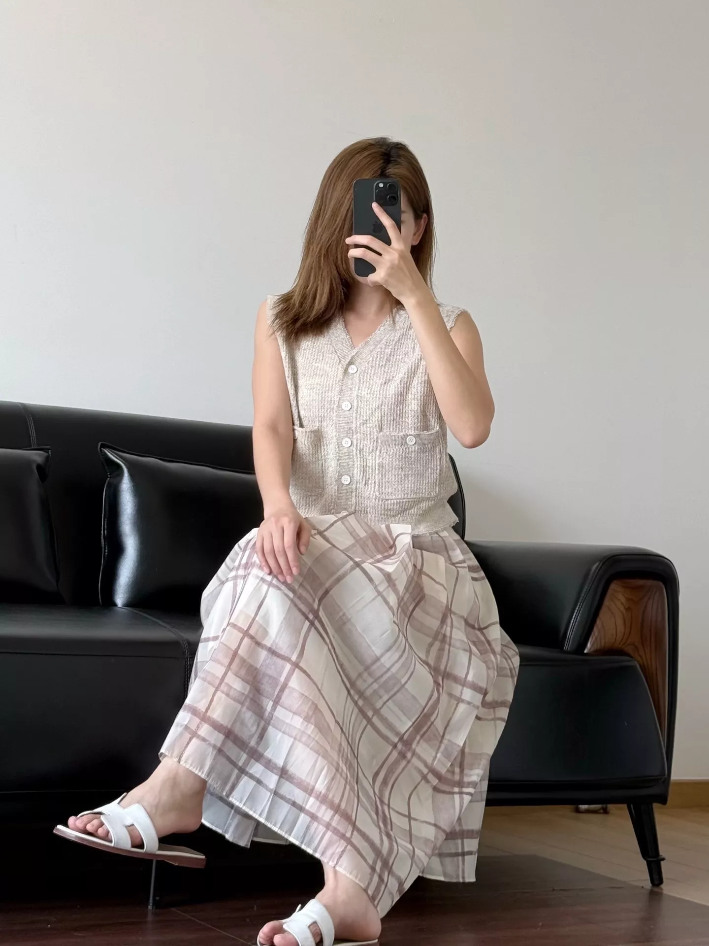 브루넬로쿠치넬리 부드러운 체크 플레어 스커트 상세 이미지 33