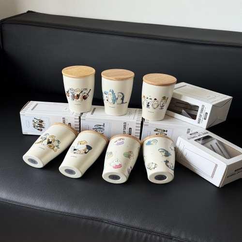 모프샌드 고양이 일러스트 보온 컵