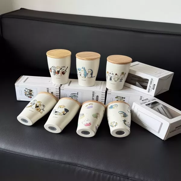 모프샌드 고양이 일러스트 보온 컵