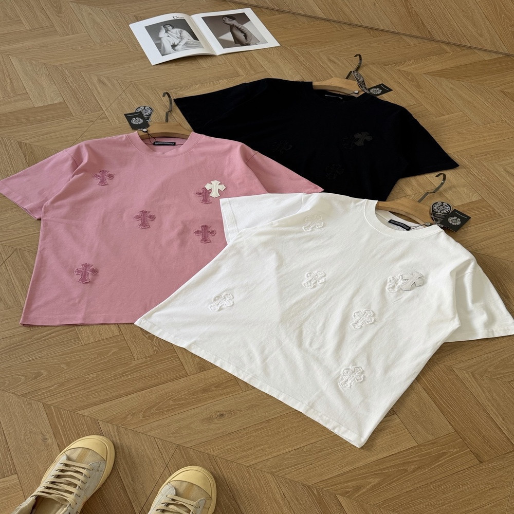 크롬하츠 멀티 크로스 패치 자수 반팔 티