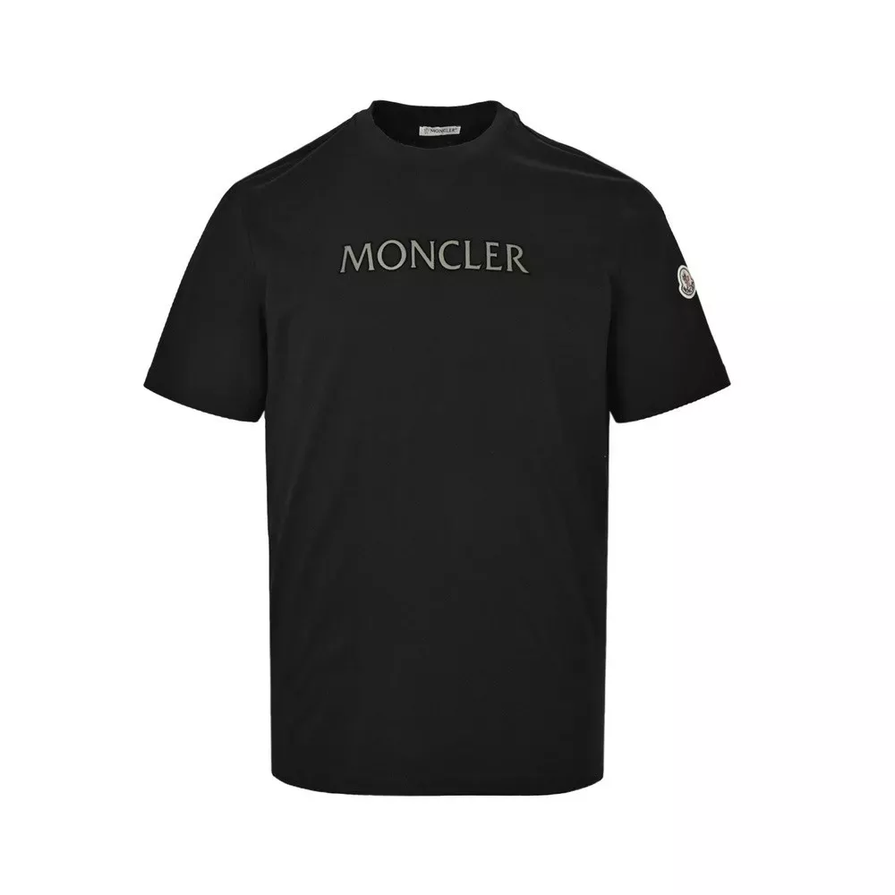 몽클레어 레터링 로고 플로킹 반팔 탑