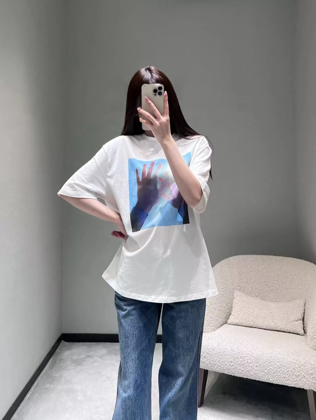 질샌더 블루 스카이 프린트 반팔 상의 상세 이미지 11