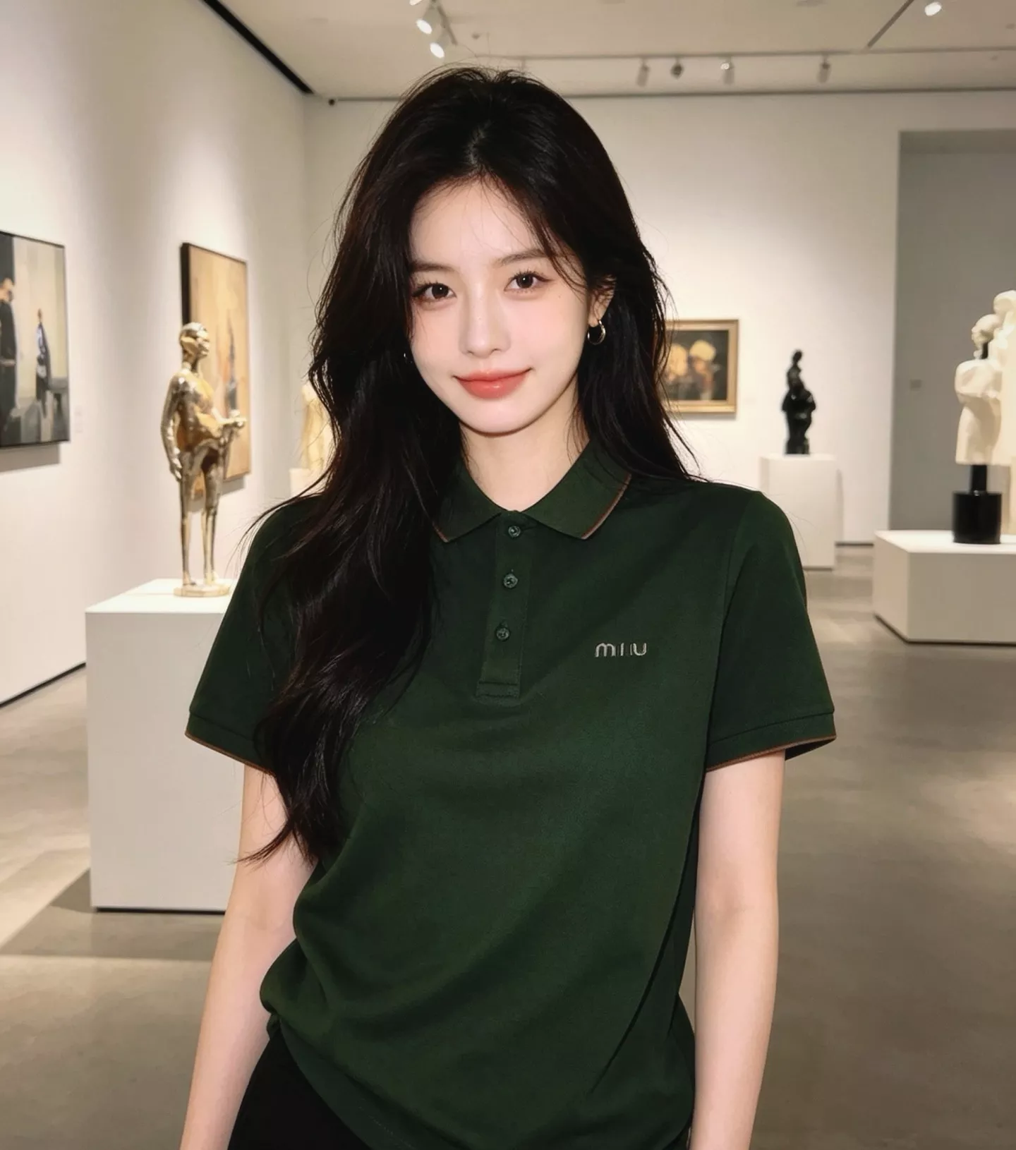 미우미우 로고 자수 폴로 반소매 탑 상세 이미지 16