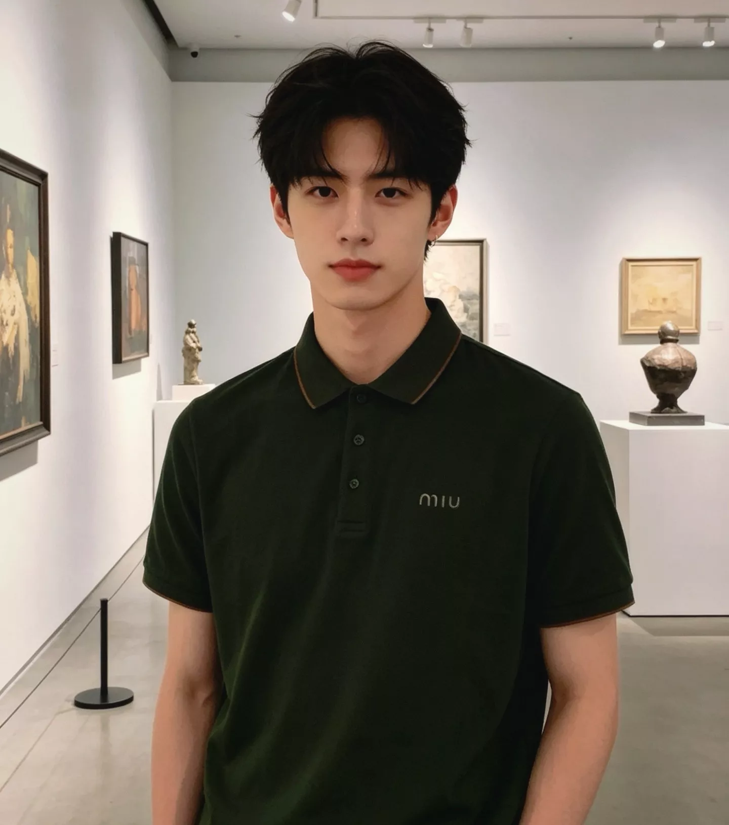 미우미우 로고 자수 폴로 반소매 탑 상세 이미지 19