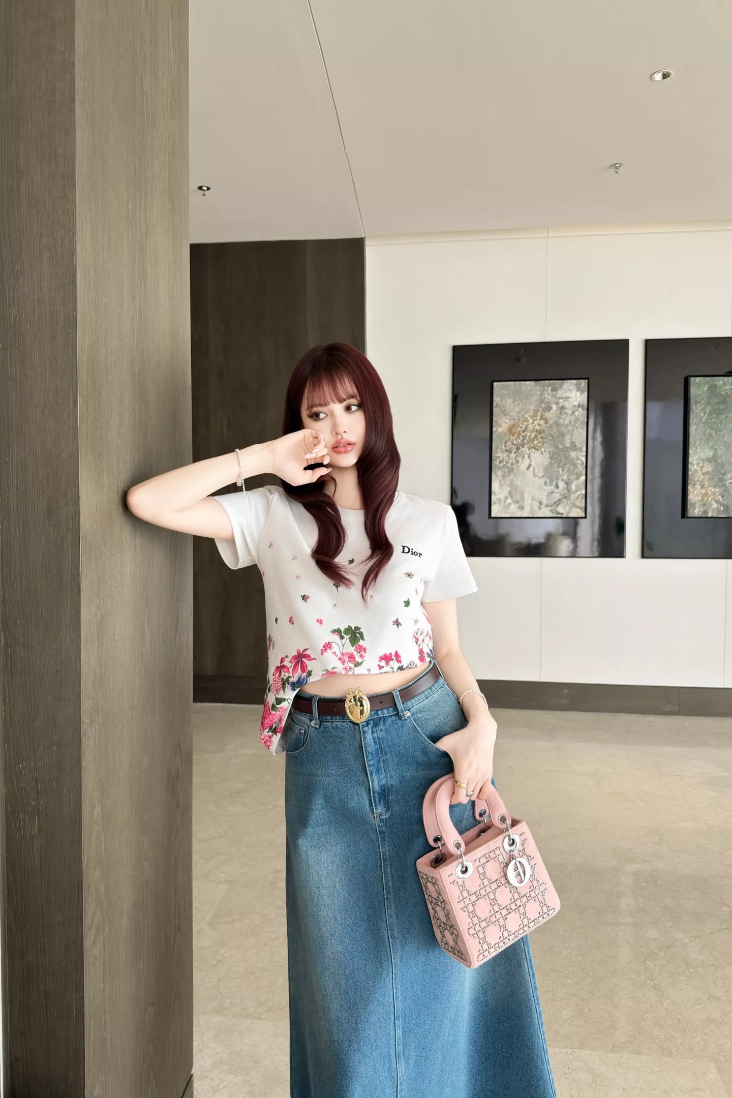 디올 하이웨이스트 워싱 데님 반치마 상세 이미지 34