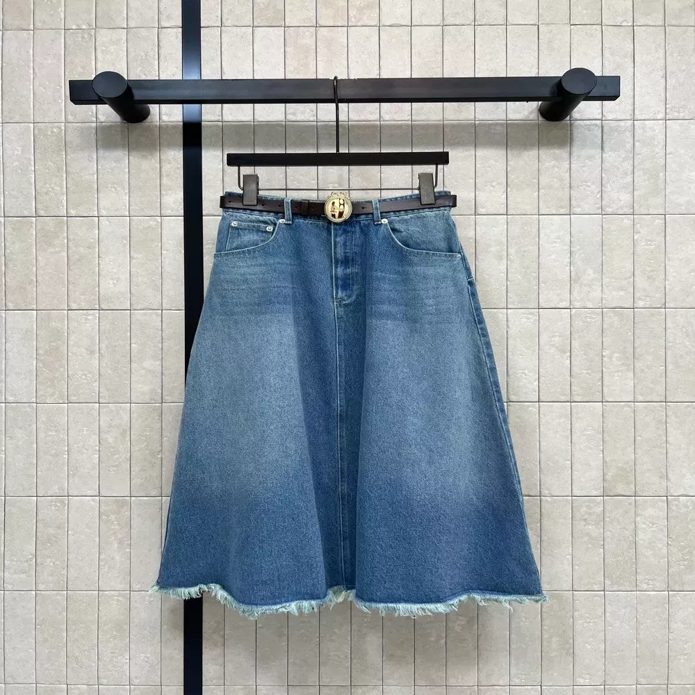 디올 하이웨이스트 워싱 데님 반치마