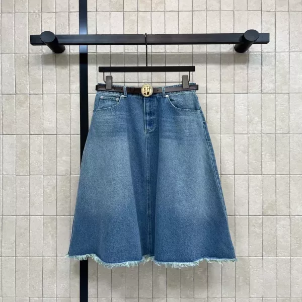 디올 하이웨이스트 워싱 데님 반치마