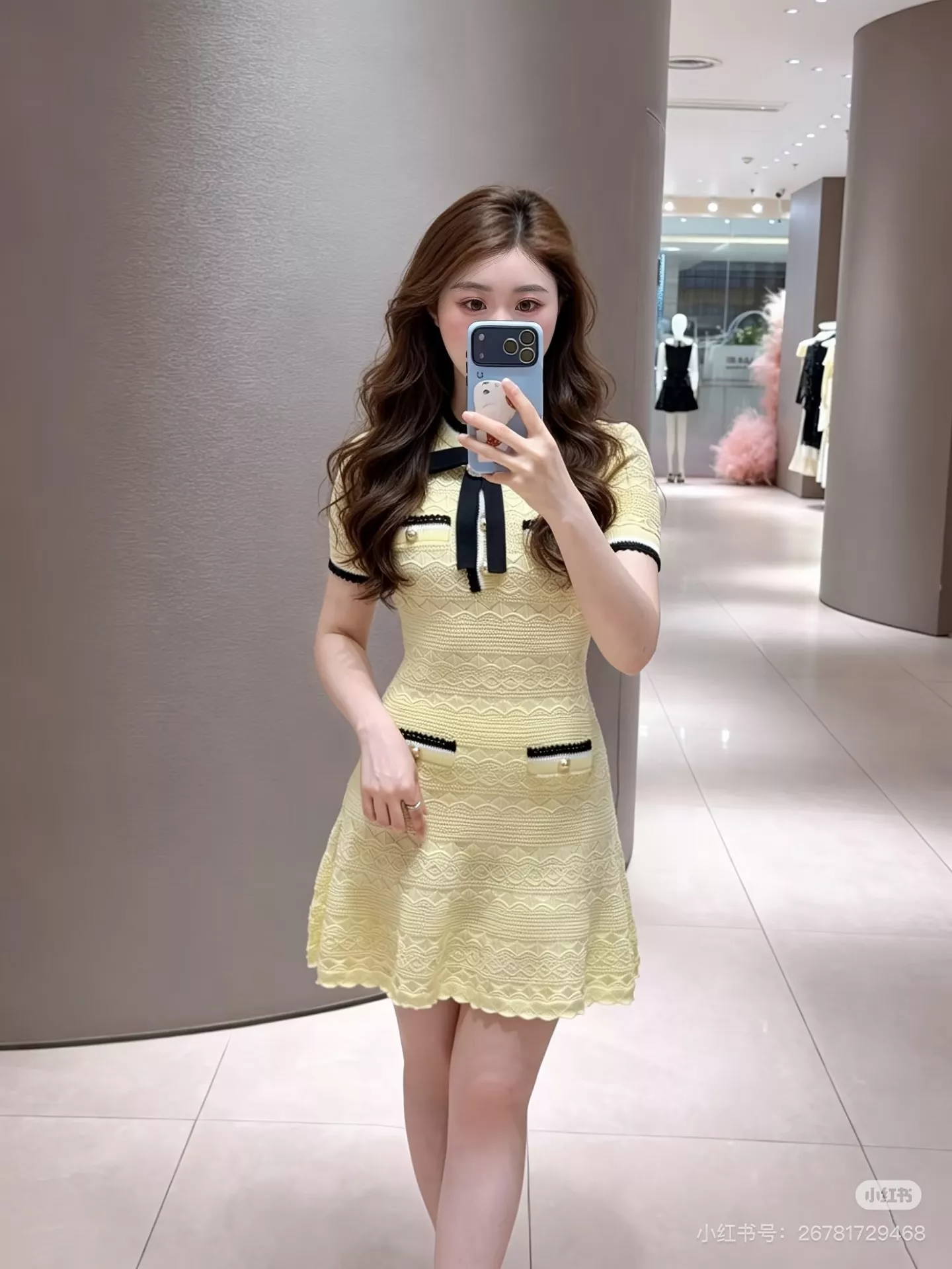 샤넬 배색 디테일 니트 롱드레스 상세 이미지 16