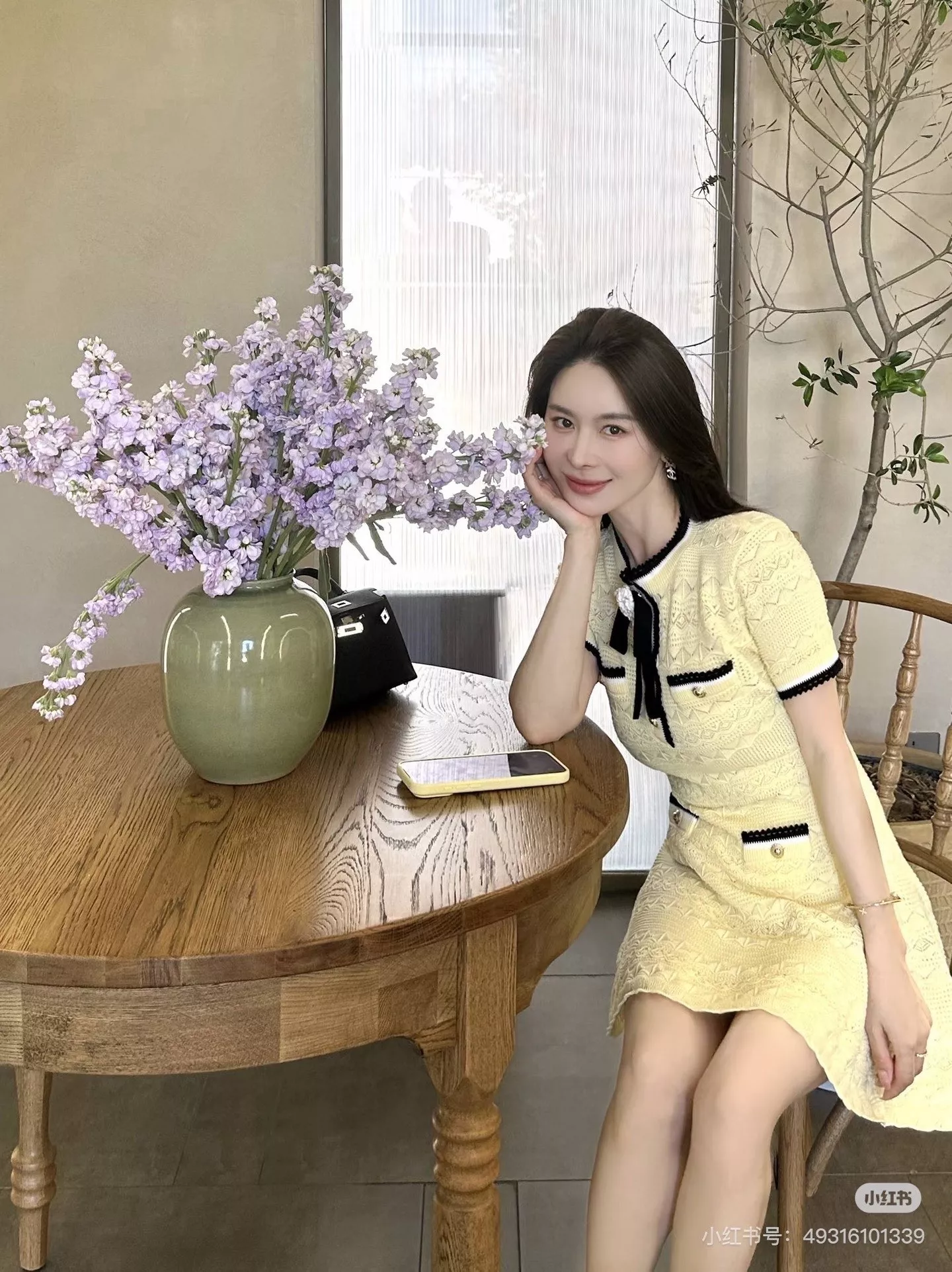 샤넬 배색 디테일 니트 롱드레스 상세 이미지 13