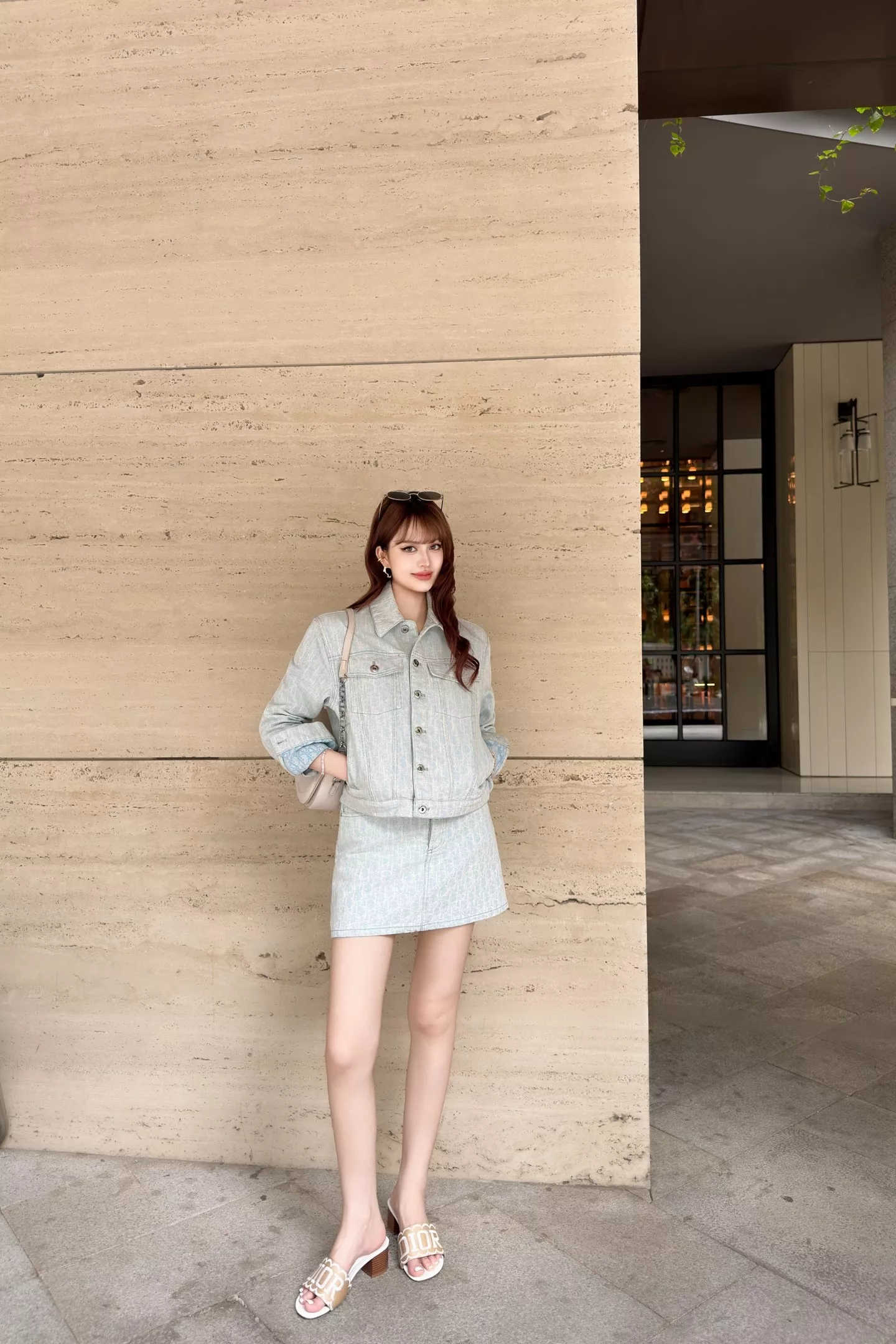 디올 자카드 워싱 데님 A라인 스커트 상세 이미지 17
