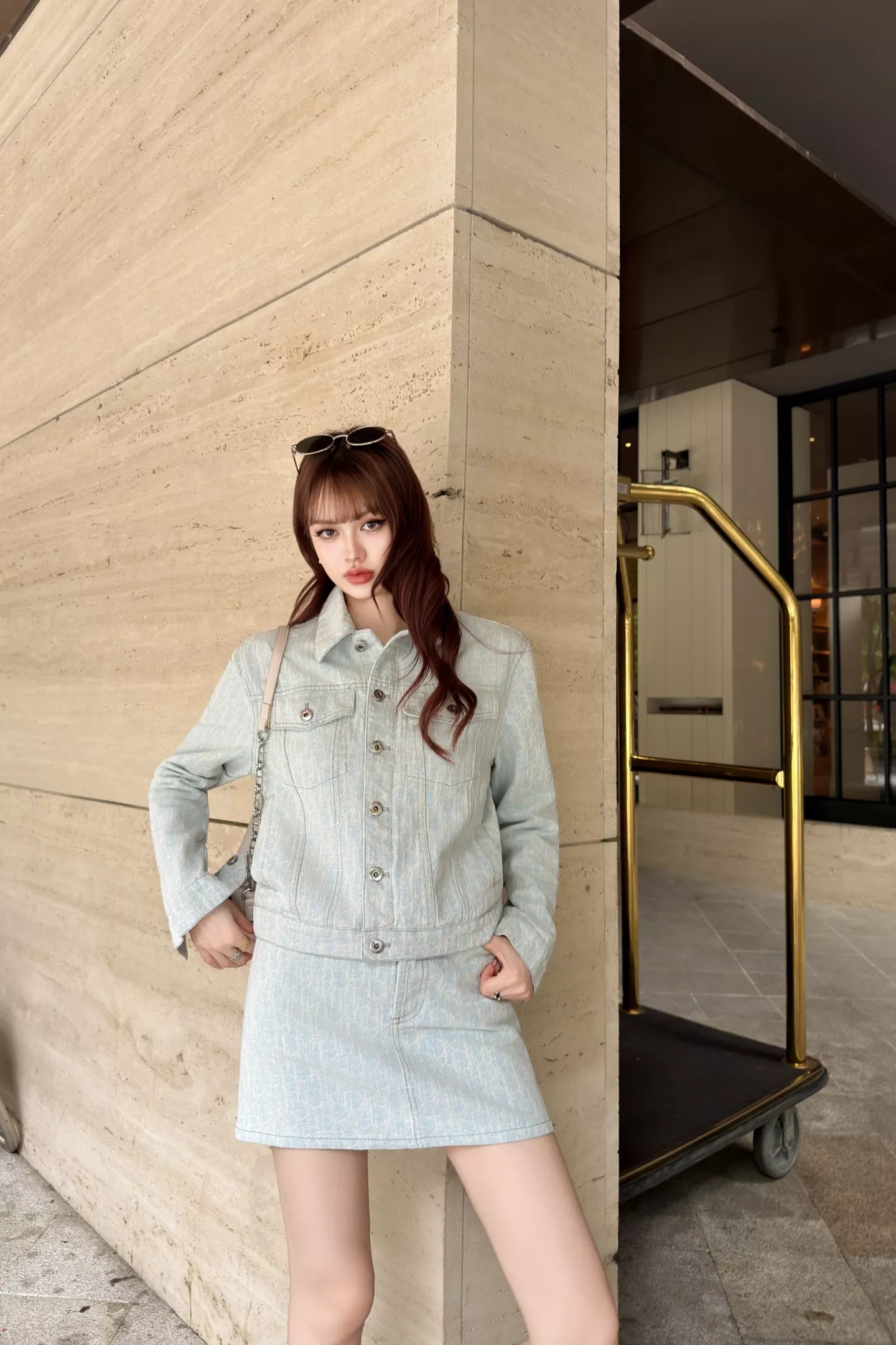 디올 자카드 워싱 데님 A라인 스커트 상세 이미지 16