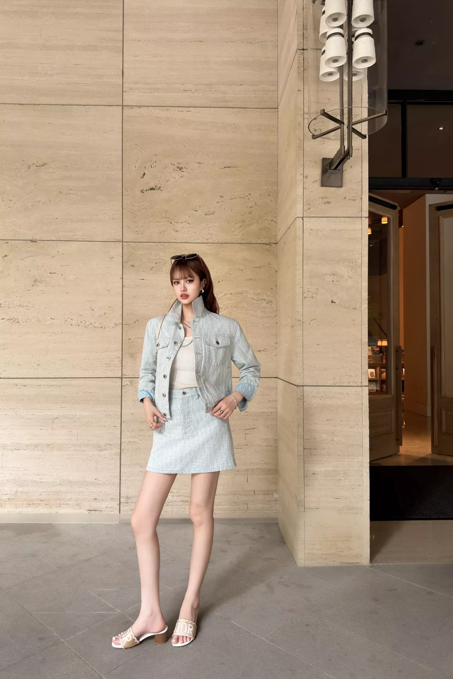 디올 자카드 워싱 데님 A라인 스커트 상세 이미지 22